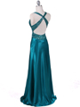 4897 Teal Beaded Evening Gown - Teal, Back View Thumbnail