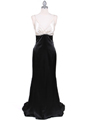 4898 Ivory Black Charmeuse Evening Dress - Ivory Black, Front View Thumbnail