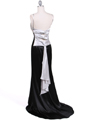 4898 Silver Black Charmeuse Evening Dress - Silver Black, Back View Thumbnail