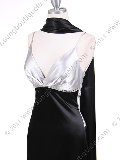 4898 Silver Black Charmeuse Evening Dress - Silver Black, Alt View Medium