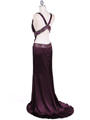 4906 Plum Charmuse Beaded Evening Gown - Plum, Back View Thumbnail