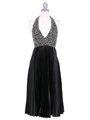 4908 Black Sequins Pleated Cocktail Dress - Black, Front View Thumbnail