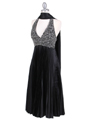 4908 Black Sequins Pleated Cocktail Dress - Black, Alt View Thumbnail