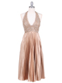 4908 Gold Sequins Pleated Cocktail Dress - Gold, Front View Thumbnail