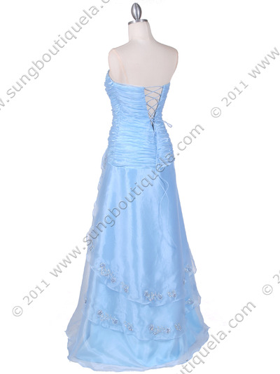 4909 Baby Blue Beaded Evening Gown - Baby Blue, Back View Medium
