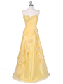 4909 Yellow Beaded Evening Gown - Yellow, Front View Thumbnail