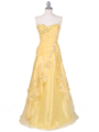 4909 Yellow Beaded Evening Gown - Yellow, Front View Thumbnail