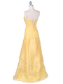 4909 Yellow Beaded Evening Gown - Yellow, Back View Thumbnail