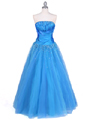 4912 Blue Beaded Ball Gown - Blue, Front View Thumbnail