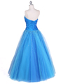 4912 Blue Beaded Ball Gown - Blue, Back View Thumbnail