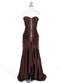 4918 Brown Charmuse Evening Gown - Brown, Front View Thumbnail