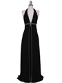 4924 Black Chiffon Evening Dress - Black, Front View Thumbnail