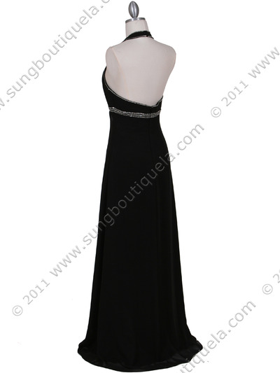 4924 Black Chiffon Evening Dress - Black, Back View Medium