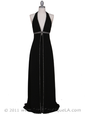 4924 Black Chiffon Evening Dress, Black