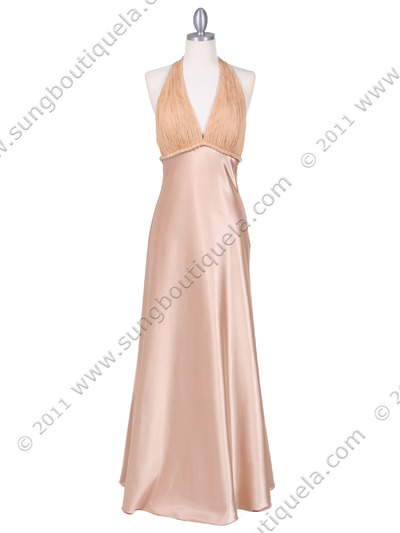 4939 Gold Evening Dress - Gold, Front View Medium
