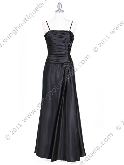 4940 Black Strapless Evening Dress - Black, Front View Medium
