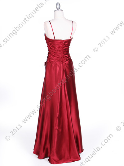 4940 Wine Strapless Evening Dress - Wine, Back View Medium