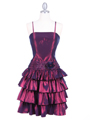 4941 Plum Taffeta Party Dress - Plum, Front View Thumbnail