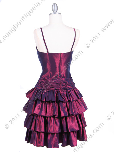 4941 Plum Taffeta Party Dress - Plum, Back View Medium