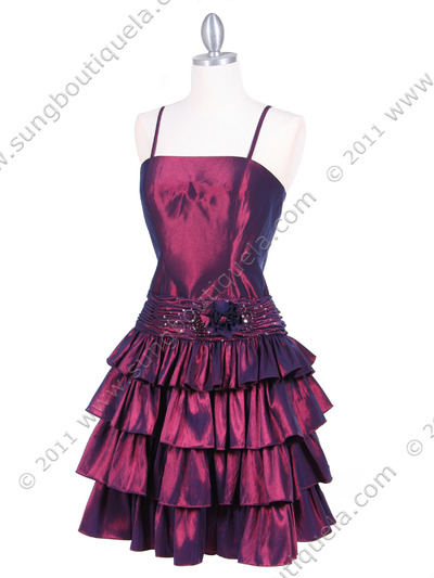 4941 Plum Taffeta Party Dress - Plum, Alt View Medium