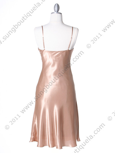 4948 Gold Sequins Charmeuse Party Dress - Gold, Back View Medium
