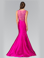50-2212 Sleeveless Long Evening Dress with Trumpet Hem - Magenta, Back View Thumbnail