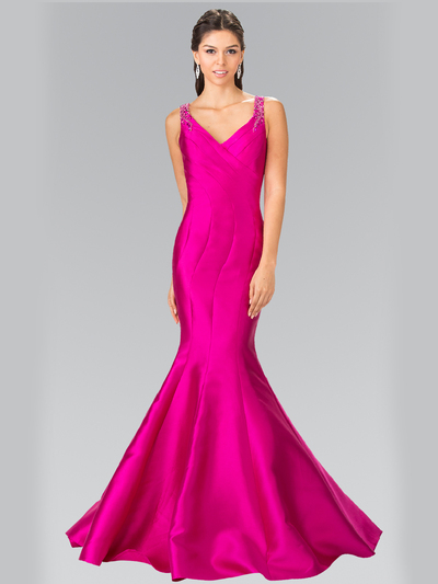50-2212 Sleeveless Long Evening Dress with Trumpet Hem - Magenta, Front View Medium