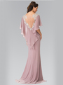 50-2254 Long Evening Dress with Cape - Mocha, Back View Thumbnail