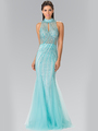 50-2330 High Neck Beaded Prom Dress with Mermaid Hem - Tiffany, Front View Thumbnail