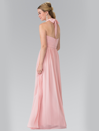 50-2362 Halter Chiffon Evening Dress with Open Back - Blush, Back View Medium
