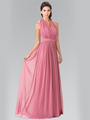 50-2362 Halter Chiffon Evening Dress with Open Back - Dusty Rose, Front View Thumbnail