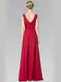 50-2363 Chiffon Bridesmaid Dresses with Lace Straps - Burgundy, Back View Thumbnail