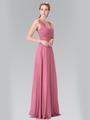 50-2363 Chiffon Bridesmaid Dresses with Lace Straps - Dusty Rose, Front View Thumbnail