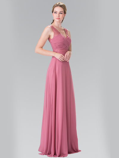 50-2363 Chiffon Bridesmaid Dresses with Lace Straps - Dusty Rose, Front View Medium