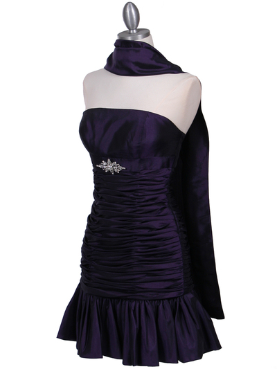 501 Purple Strapless Pleated Cocktail Dress - Purple, Alt View Medium