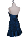 501 Teal Strapless Pleated Cocktail Dress - Teal, Back View Thumbnail