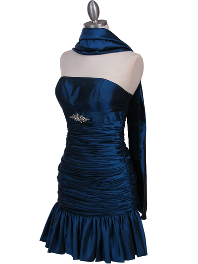 501 Teal Strapless Pleated Cocktail Dress - Teal, Alt View Medium