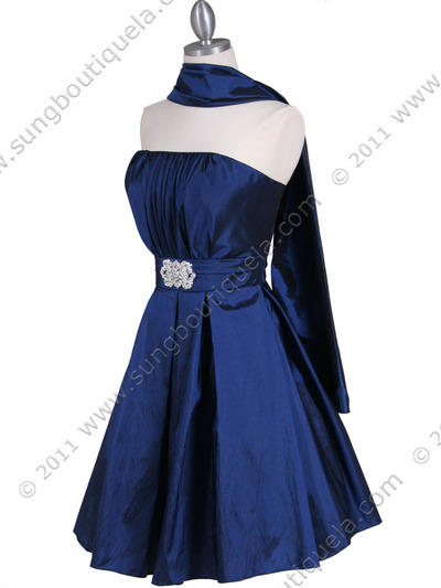 5039 Navy Taffeta Cocktail Dress - Navy, Alt View Medium