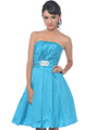5039 Vintage Taffeta Cocktail Dress - Turquoise, Front View Thumbnail