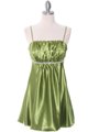 5049 Green Satin Bubble Dress - Green, Front View Thumbnail
