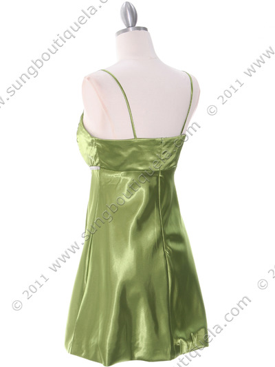 5049 Green Satin Bubble Dress - Green, Back View Medium