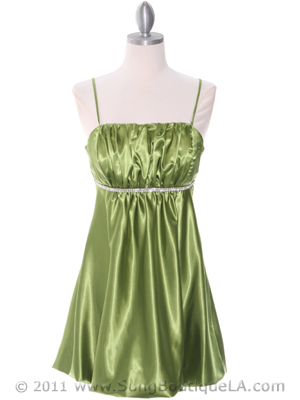 5049 Green Satin Bubble Dress, Green
