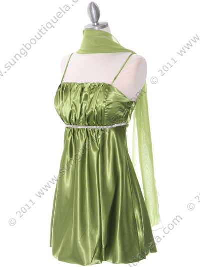 5049 Green Satin Bubble Dress - Green, Alt View Medium