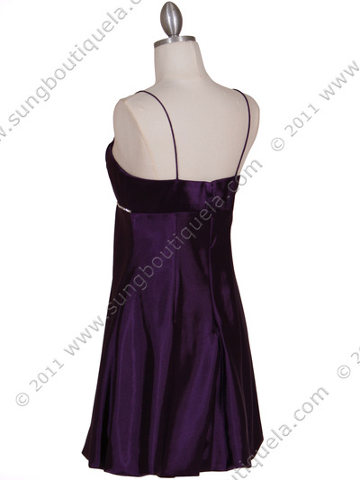 5049 Purple Satin Bubble Dress - Purple, Back View Medium