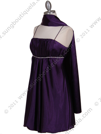 5049 Purple Satin Bubble Dress - Purple, Alt View Medium