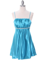 5049 Turquoise Satin Bubble Dress - Turquoise, Front View Thumbnail