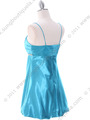 5049 Turquoise Satin Bubble Dress - Turquoise, Back View Thumbnail