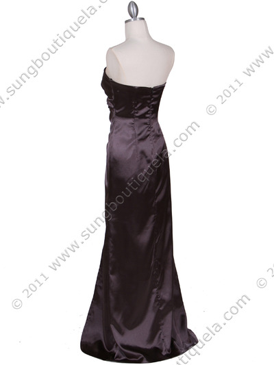 5052 Charcoal Evening Dress - Charcoal, Back View Medium