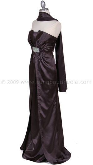 5052 Charcoal Evening Dress - Charcoal, Alt View Medium