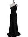 5057 Black One Shoulder Evening Dress - Black, Front View Thumbnail